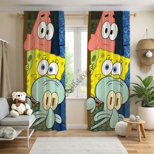SüngerBob KareŞort dijital baskılı çocuk odası fon perde