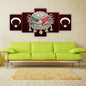 Türk Ve Osmanlı Bayrağı Parçalı Kanvas Tablo