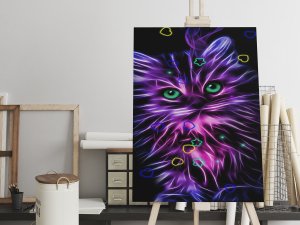 Kalpli Kedi Işıkl Tablo