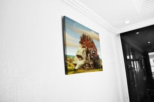 Taş Heykel Adam Işıklı Tablo