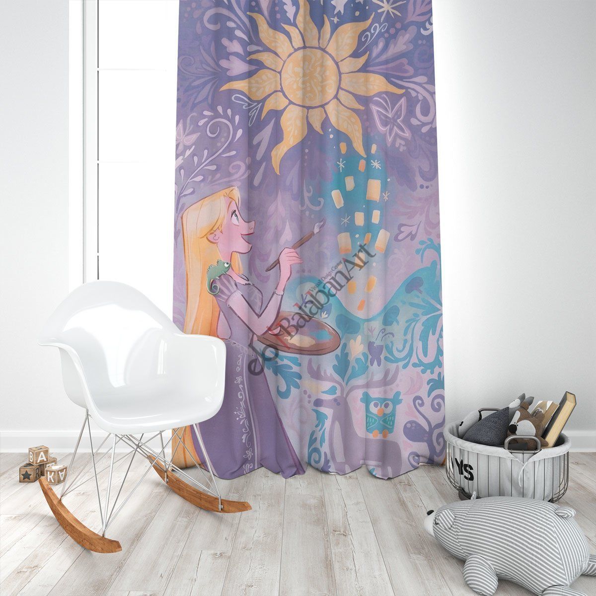 Ressam Kız ve Güneş Dijital Baskılı Çocuk Odası Perde