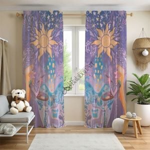 Ressam Kız ve Güneş Dijital Baskılı Çocuk Odası Perde