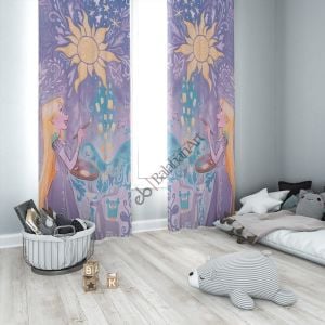 Ressam Kız ve Güneş Dijital Baskılı Çocuk Odası Perde
