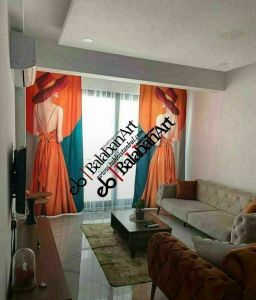 Ressam Kız ve Güneş Dijital Baskılı Çocuk Odası Perde Tek Kanat 140x280 cm