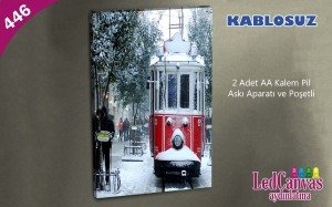 Taksim Kırmızı Tramvay Led Işıklı Kanvas Tablo