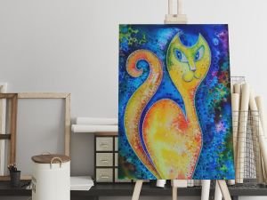 Kedi  Led Işıklı Kanvası Tablo