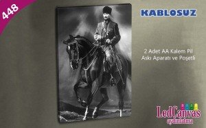 Karakalem Atatürk Led Işıklı Kanvas Tablo