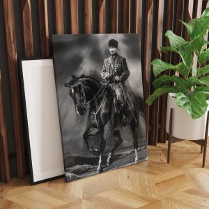 Karakalem Atatürk Led Işıklı Kanvas Tablo