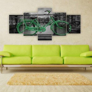 Yeşil Bisiklet Parçalı Kanvas Tablo