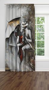 Kadın ve Adam  Dijital Baskılı Fon Perde Tek Kanat 140x270 cm
