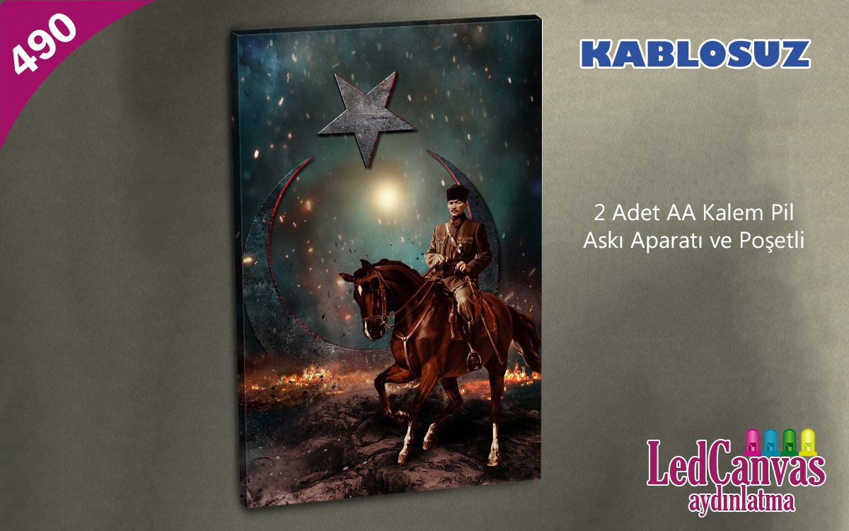 Atatürk Ayyıldızlı Led Işıklı Tablo