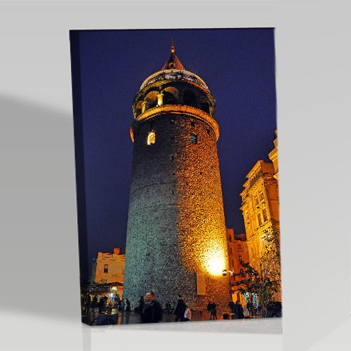 galata kulesi gece canvas tablo