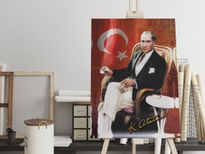 Atatürk Kahve Led Işıklı Tablo