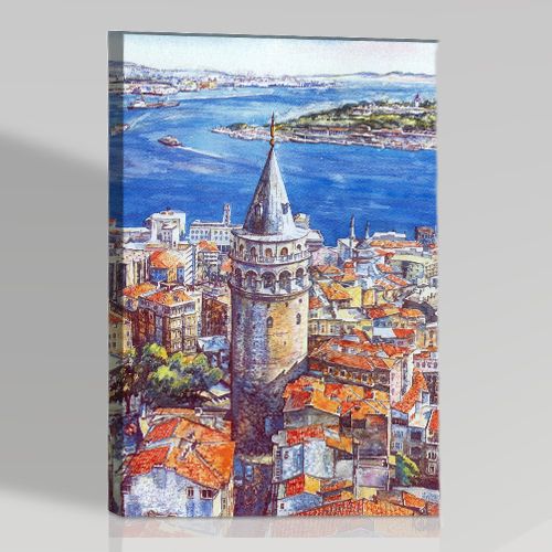galata kulesi yağlıboya istanbul canvas tablo