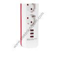 S-LINK SPG403U 4'LÜ 1.5 METRE KABLOLU 750 JOULE 3X5 VOLT - 2.4 AMPER USB'Lİ ANAHTARLI AKIM KORUMALI PRİZ