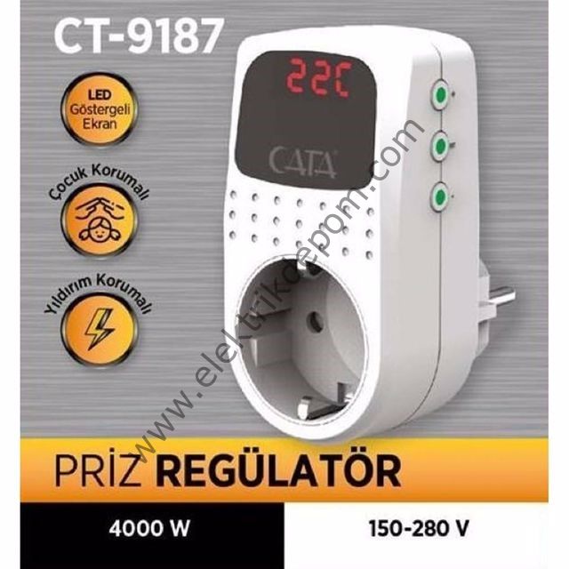 CATA PRİZ REGÜLATÖR DİJİTAL / 4000W / CT-9187 / LED EKRAN