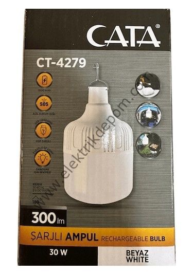 CATA 30W ŞARJLI TAŞINABİLİR LED AMPUL / USB ŞARJ / 300LM / CT-4279