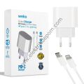 WEKO WK-21443 PD-C 20 WATT TYPE-C ŞARJ BAŞLIK ADAPTÖRÜ + TYPE-C TO LIGHTNING KABLO (NO:9)