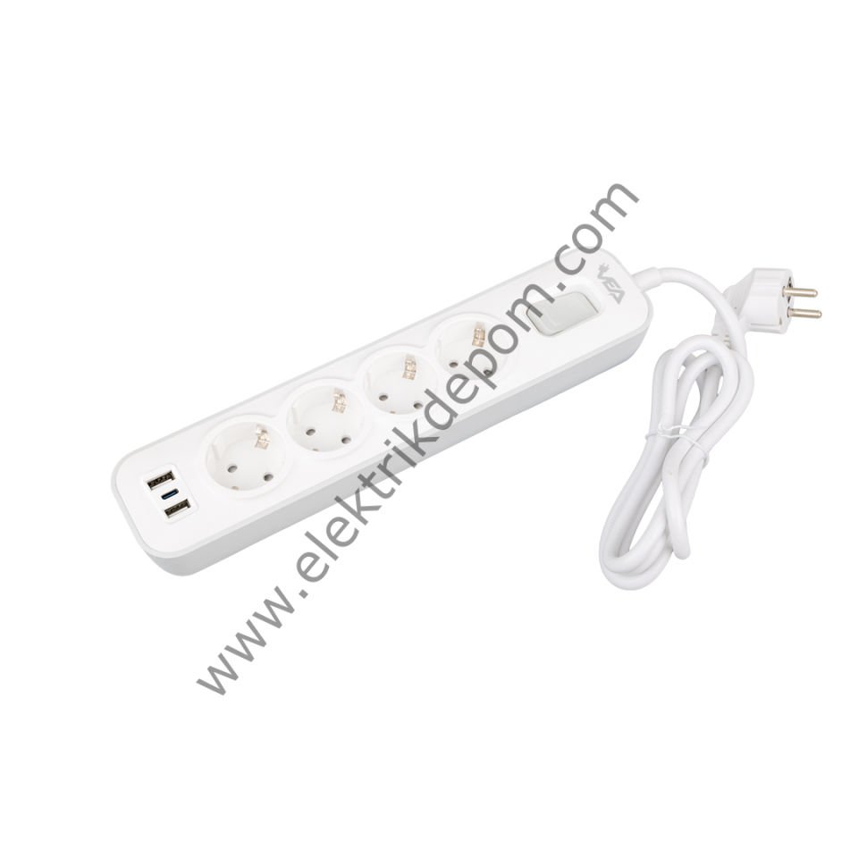 VEA VE-NOVA104U A CLASS 4'LÜ 2 USB'Lİ ANAHTARLI 1.5 METRE AKIM KORUMALI GRUP PRİZ (MADE IN MALAYSIA)