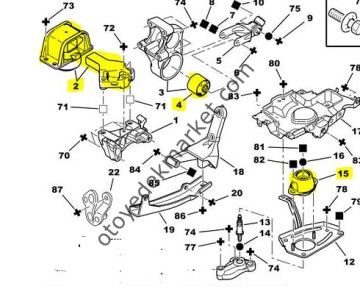 Peugeot 307 (2003-2009) 1.6 Benzinli Komple Motor Takoz Seti (İthal)