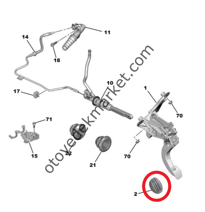 Citroen C4 (2021-2024) Debriyaj Pedal Lastiği (Orijinal)