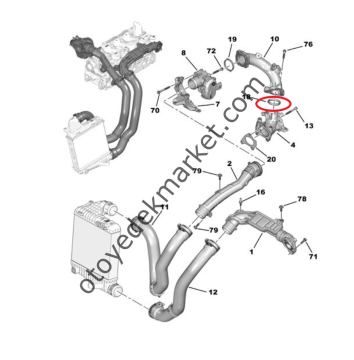 Opel Combo (2020-2024) 1.5 Dizel Hava Dozlayıcı Boru Turuncu Contası (Orijinal)