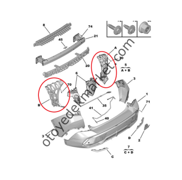 Peugeot 408 (2023-2024) Arka Tampon Bağlantı Braket Ayağı (Orijinal)