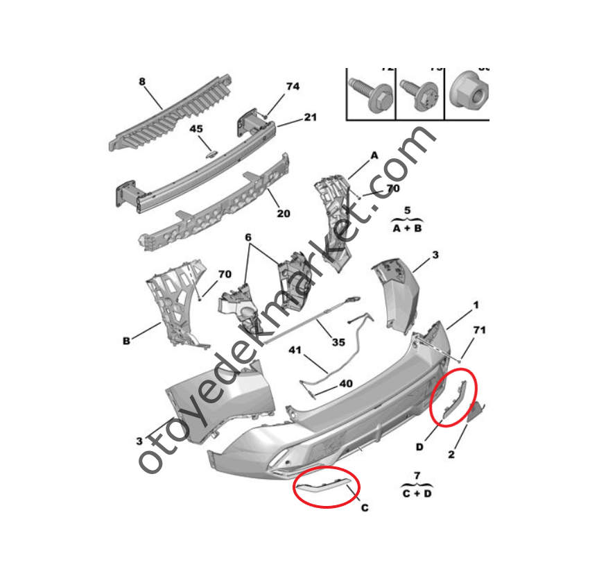 Peugeot 408 (2023-2024) Arka Tampon Köşe Bakalit Çıtaları (Orijinal)