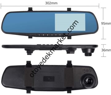 Araç İçi Kamera 4.3 İnç Aynalı Arka Kameralı DVR 9 Metre