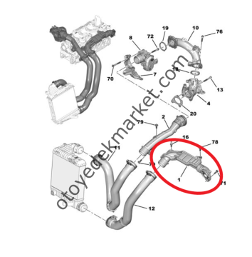 Citroen Jumpy (2020-2022) 1.5 Blue Hdi Turbo Hava Hortumu / Hava Rakor Borusu (İthal)