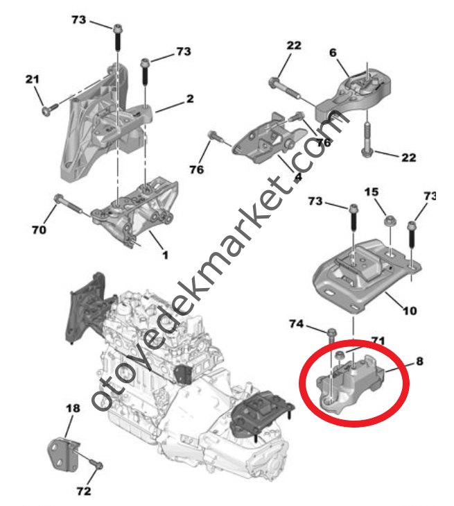 Opel Astra (2022-2024) 1.5 Dizel Sol Motor Takozu / Kulağı Alt Bağlantı Mesnedi (Orijinal)