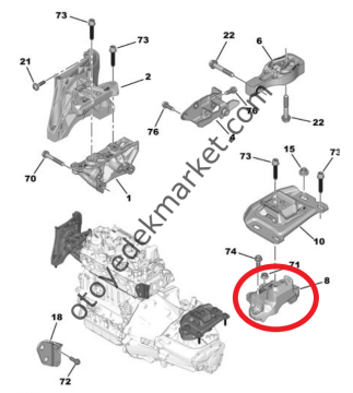 Opel Astra (2022-2024) 1.5 Dizel Sol Motor Takozu / Kulağı Alt Bağlantı Mesnedi (Orijinal)