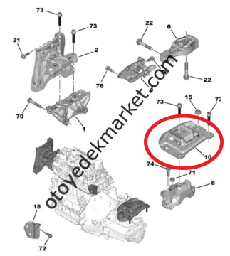 Opel Astra (2022-2024) 1.5 Dizel Sol Motor Takozu / Kulağı - Otomatik Vites (Orijinal)