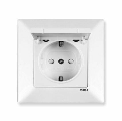 Viko Meridian Beyaz Kapaklı Topraklı Priz Çerçeve Dahil