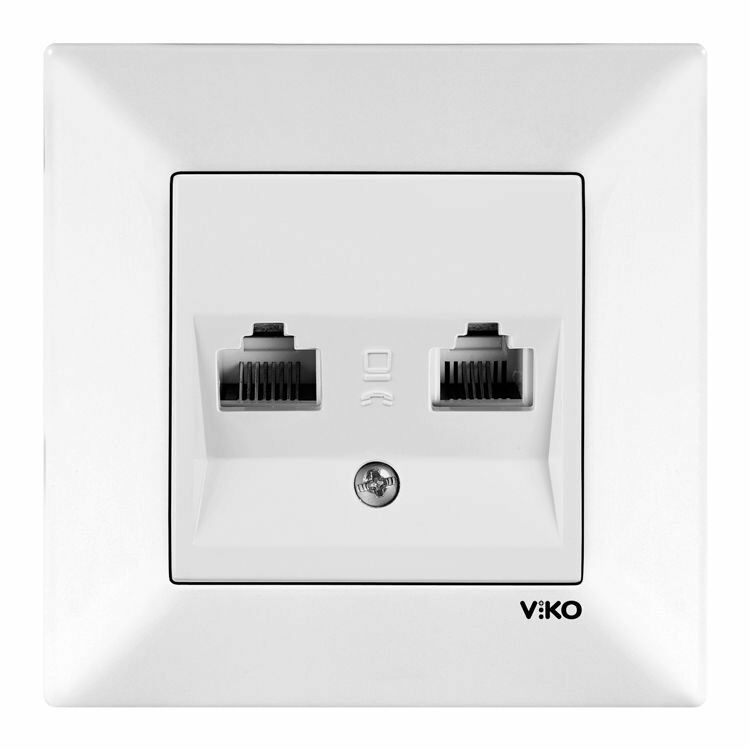 Viko Meridian Beyaz Data+Numeris Telefon Prizi Cat5-Rj11 Çerçeve Dahil