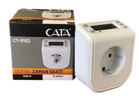 CATA CT-9182 Dijital Zaman Ayarlı Priz | 16A 3500W | Haftalık Programlı Zamanlayıcı Priz | Ev ve Ofis İçin Elektrik Tasarruf Cihazı