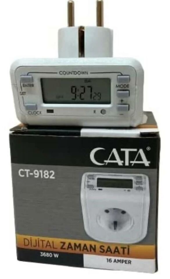 CATA CT-9182 Dijital Zaman Ayarlı Priz | 16A 3500W | Haftalık Programlı Zamanlayıcı Priz | Ev ve Ofis İçin Elektrik Tasarruf Cihazı