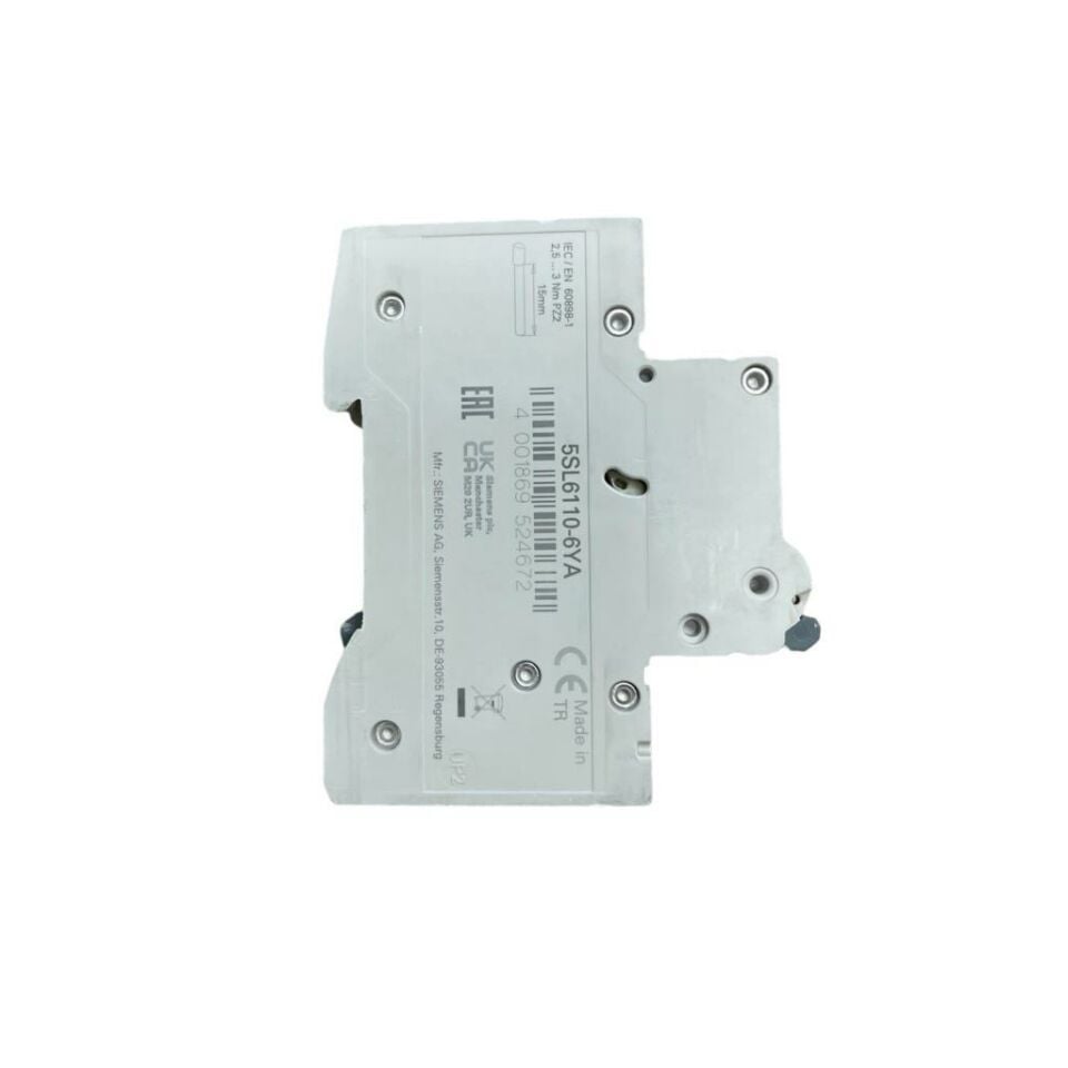 Siemens 5SL6110-6YA 1 Fazlı 10 Amper B Tipi 6Ka Otomatik Sigorta