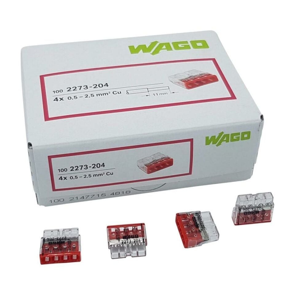 Wago 4x2,5 mm Buat İçi Klemens 100 Adet  2273-204