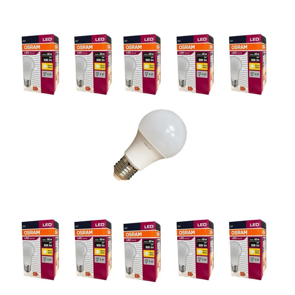 Osram Led Value 8.5 Watt Led Ampul 2700K Sarı E27 - 10 Adet