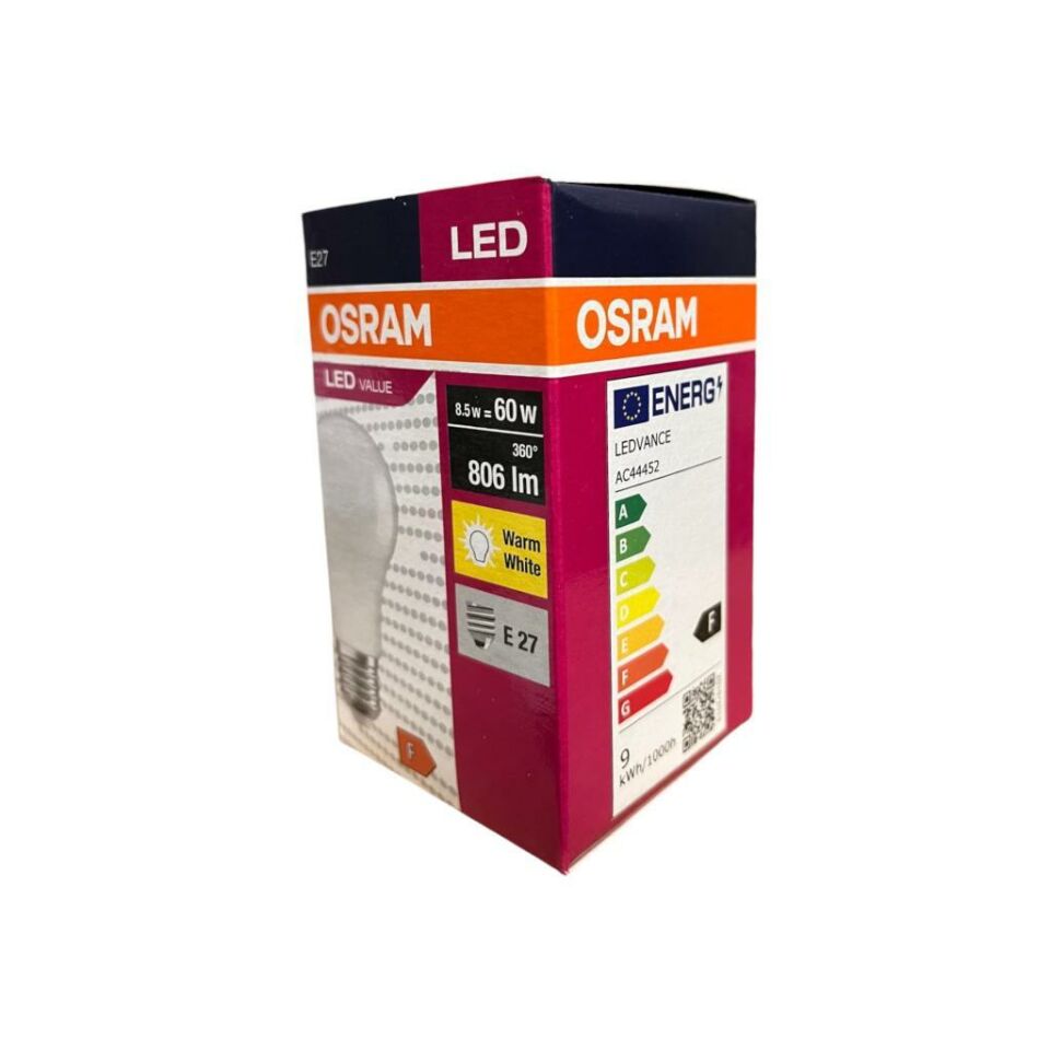 Osram LedValue 8.5 Watt Led Ampul 2700K Sarı Işık E27