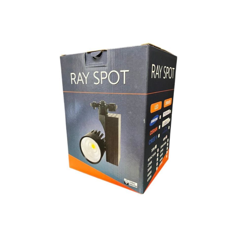 40 Watt Ledli Ray Spot Siyah Kasa Sıcak Beyaz 4000K