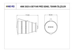 Ne-Ad Kauçuk 3x25 Amper Trifaze Seyyar Priz 4006