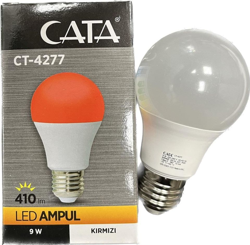 CATA 9 Watt Kırmızı Renk Led Ampul E27 Duylu CT-4277