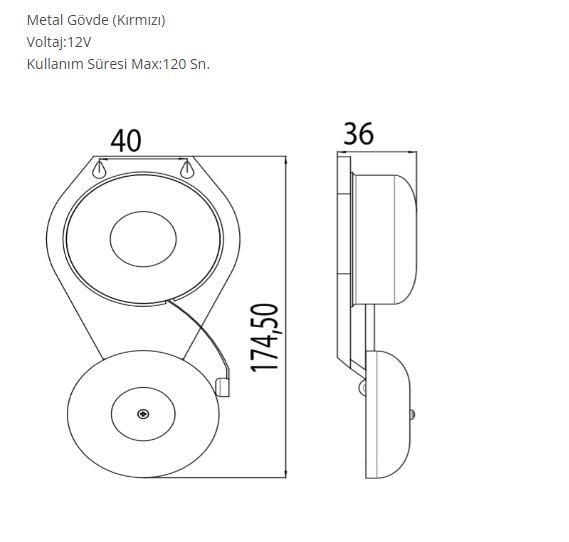 Selda Kampana Pla Mekanik Zil 4-8-12V AC Krom Çan Kırmızı Gövde 90mm Tek Bobinli