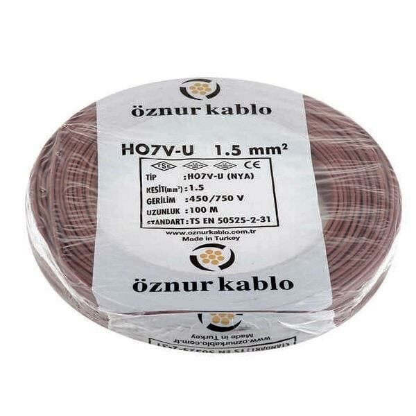 Öznur 1,5 mm NYA Kablo Kahverengi - 100 Metre