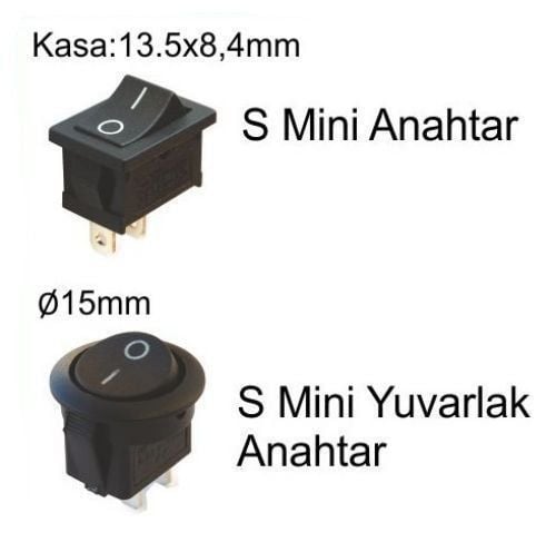 Mini Anahtar On/Off  Yuvarlak Siyah