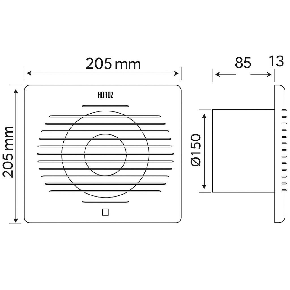 Horoz 15 cm (150’lik) Aspiratör | Banyo, Mutfak, WC Fanı | Duvar Tipi Sessiz Havalandırma Cihazı | Yüksek Debili Hava Tahliyesi