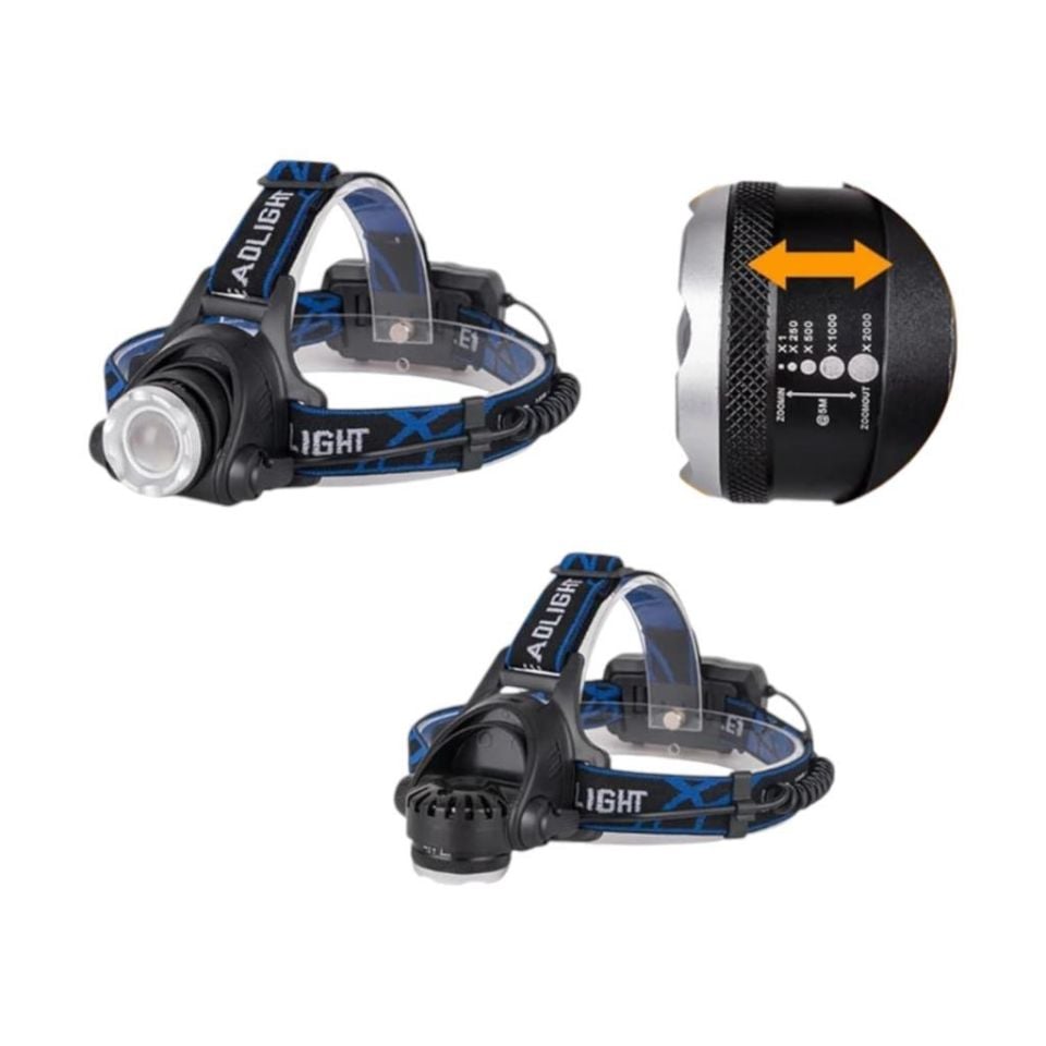 CATA CT-9123 Şarjlı LED Kafa Feneri | Zoom Özellikli, 3 Modlu, 300 Lümen IP44 | Kamp, Balıkçılık, Tamirat, Koşu İçin Kafa Lambası