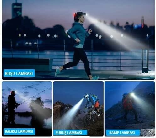 Poyraz Şarjlı Led Kafa Feneri Ayarlanabilir Zoom Özellikli 3 Modlu Beyaz Işık Outdoor Kafa Lambası IP44 300 Lümen Kamp,Balıkçılık,Tamirat,Koşu,Yürüyüş İçin 9123